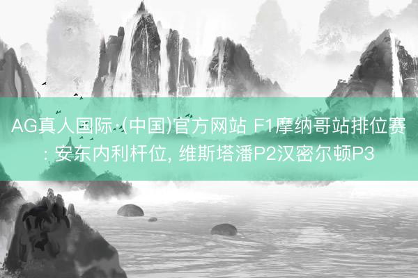 AG真人国际·(中国)官方网站 F1摩纳哥站排位赛: 安东内利杆位， 维斯塔潘P2汉密尔顿P3