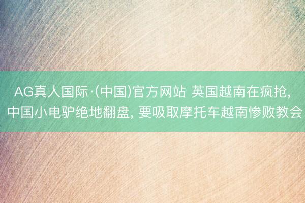 AG真人国际·(中国)官方网站 英国越南在疯抢， 中国小电驴绝地翻盘， 要吸取摩托车越南惨败教会