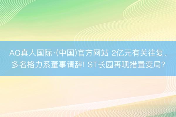 AG真人国际·(中国)官方网站 2亿元有关往复、多名格力系董事请辞! ST长园再现措置变局?