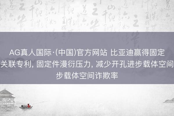 AG真人国际·(中国)官方网站 比亚迪赢得固定件拓荒关联专利， 固定件漫衍压力， 减少开孔进步载体空间诈欺率